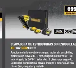 Ferri Clavadora de estructuras sin escobillas xr 18v dcn930p2 oferta