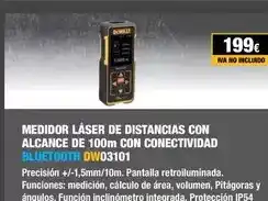 Ferri Dewalt - medidor láser de distancias con alcance de 100m con conectividad bluetooth dw03101 oferta