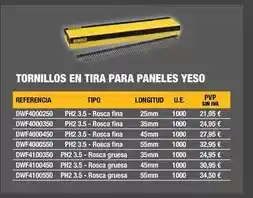 Ferri Dewalt - tornillos en tira para paneles yeso oferta