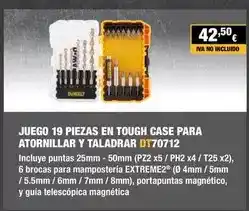Ferri Dewalt - juego 19 piezas en tough case para atornillar y taladrar dt70712 oferta