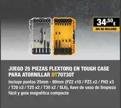 Ferri Dewalt - juego 25 piezas flextorq en tough case para atornillar oferta