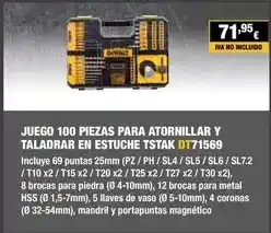 Ferri Dewalt - juego 100 piezas para atornillar y taladrar en estuche tstak oferta