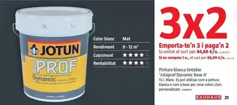 Bauhaus Jotun - pintura blanca tintable jotaprof dynamic base a oferta