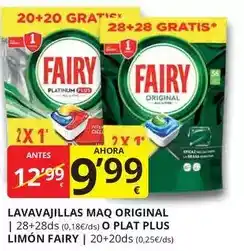 Supermercados MAS Fairy - lavavajillas original o plat plus limon oferta