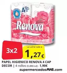 Supermercados MAS Renova - papel higienico 4 cap decor oferta