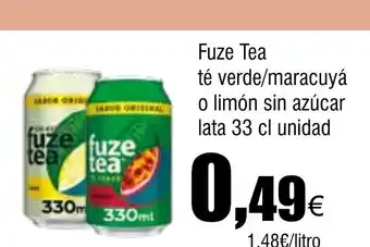 Cash FROIZ FUZE TEA té verde/maracuyá o limón sin azúcar lata oferta