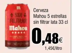 Cash FROIZ Cerveza Mahou 5 estrellas sin filtrar lata oferta