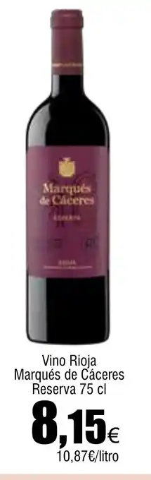 Cash FROIZ Vino Rioja Marqués de Cáceres Reserva oferta