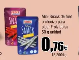 Cash FROIZ Mini Snack de fuet o chorizo para picar Froiz bolsa oferta