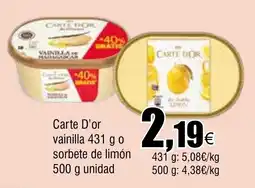 Cash FROIZ CARTE D'OR vainilla o sorbete de limon oferta