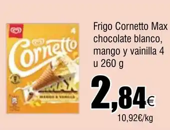 Cash FROIZ Frigo Cornetto Max chocolate blanco, mango y vainilla 4 u oferta