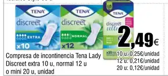 Cash FROIZ TENA LADY Compresa de incontinencia oferta