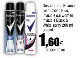 Cash FROIZ Desodorante Rexona men Cobalt Blue, invisible ice women invisible Black & White spray oferta