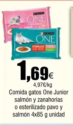 Cash FROIZ Comida gatos One Junior salmón y zanahorias o esterilizado pavo y salmón oferta