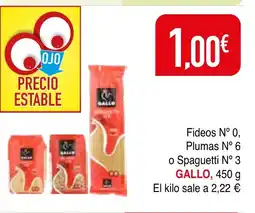 Minymas GALLO Fideos N° 0, Plumas N° 6 oferta