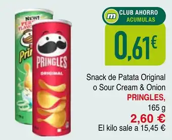 Minymas PRINGLES Snack de Patata Original o Sour Cream & Onion oferta