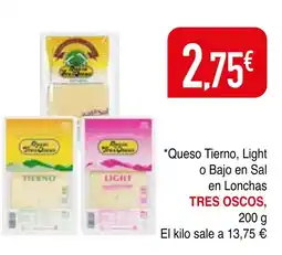 Minymas TRES OSCOS Queso Tierno, Light o Bajo en Sal en Lonchas oferta