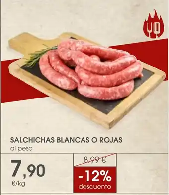 Supermercados Plaza Salchichas blancas o rojas oferta