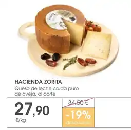 Supermercados Plaza HACIENDA ZORITA Queso de leche cruda puro oferta