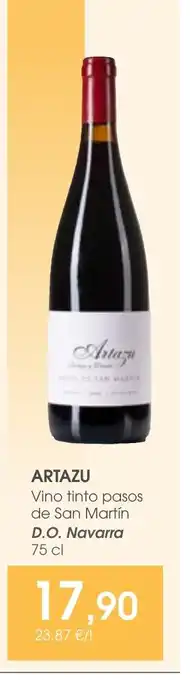 Supermercados Plaza ARTAZU Vino tinto pasos de San Martín D.O. Navarra oferta