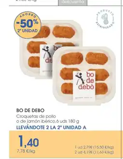 Supermercados Plaza BO DE DEBO Croquetas de pollo o de jamón ibérico oferta