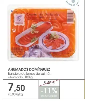 Supermercados Plaza AHUMADOS DOMÍNGUEZ Bandeja de lomos de salmón ahumado oferta