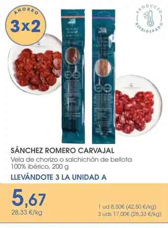 Supermercados Plaza SÁNCHEZ ROMERO CARVAJAL Vela de chorizo o salchichón de bellota 100% ibérico oferta