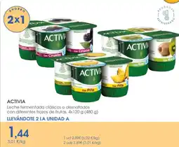 Supermercados Plaza ACTIVA Leche fermentada clásicos o desnatados con diferentes trozos de frutas oferta