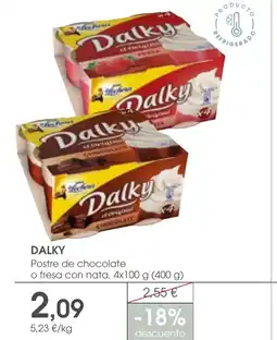 Supermercados Plaza DALKY Postre de chocolate o fresa con nata oferta