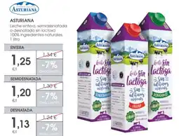 Supermercados Plaza ASTURIANA Leche entera, semidesnatada o desnatada sin lactosa 100% ingredientes naturales oferta