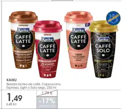 Supermercados Plaza KAIKU Bebida lactea de café, Cappuccino, Espresso, Light o Solo largo oferta