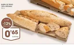 Supermercados Plaza Barra de trigo 100% integral oferta