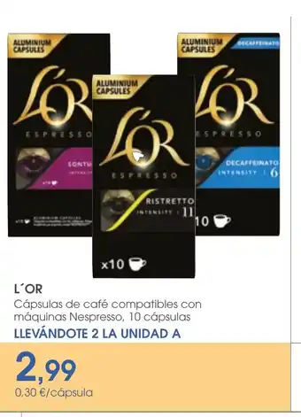 Supermercados Plaza L'OR Cápsulas de café compatibles con máquinas Nespresso, 10 cápsulas oferta
