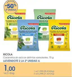 Supermercados Plaza RICOLA Caramelos sin azúcar distintas variedades oferta