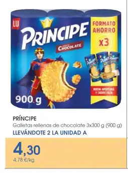 Supermercados Plaza PRÍNCIPE Galletas rellenas de chocolate oferta