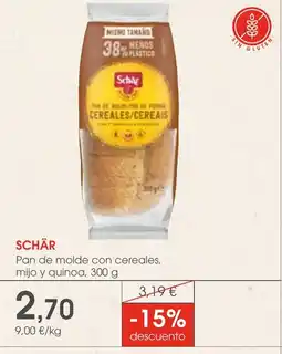 Supermercados Plaza SCHÄR Pan de molde con cereales, mijo y quinoa oferta