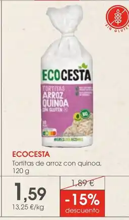 Supermercados Plaza ECOCESTA Tortitas de arroz con quinoa oferta