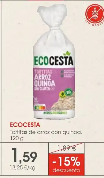 Supermercados Plaza ECOCESTA Tortitas de arroz con quinoa oferta