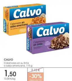 Supermercados Plaza CALVO Calamares en su tinta o salsa americana oferta