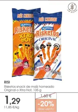 Supermercados Plaza RISI Risketos snack de maíz horneado Original o Xtra Hot oferta