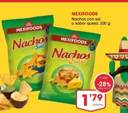 Supermercados Plaza MEXIFOODS Nachos con sal o sabor queso oferta