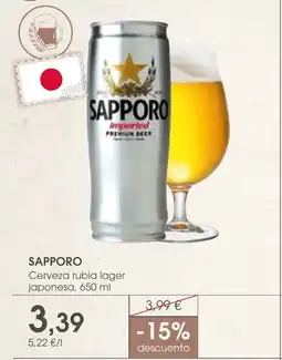 Supermercados Plaza SAPPORO Cerveza rubia lager japonesa oferta