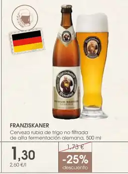 Supermercados Plaza FRANZISKANER Cerveza rubia de trigo no filtrada oferta