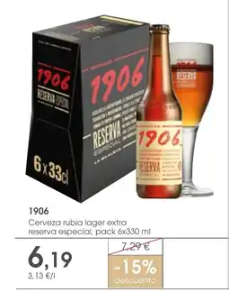 Supermercados Plaza 1906 Cerveza rubia lager extra reserva especial oferta