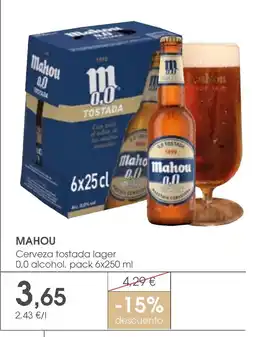 Supermercados Plaza MAHOU Cerveza tostada lager 0,0 alcohol oferta
