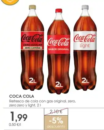 Supermercados Plaza COCA COLA Refresco de cola con gas original, zero, zero zero y light, oferta