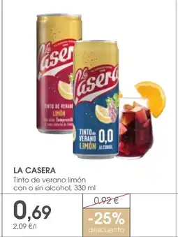 Supermercados Plaza LA CASERA Tinto de verano limón con o sin alcohol oferta