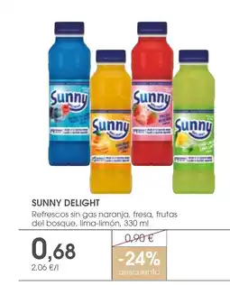 Supermercados Plaza SUNNY DELIGHT Refrescos sin gas naranja, fresa, frutas del bosque, lima-limón oferta
