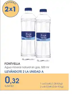 Supermercados Plaza FONTVELLA Agua mineral natural sin gas oferta