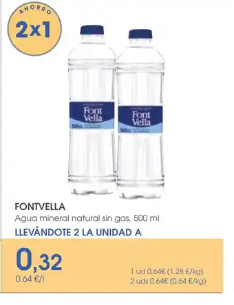 Supermercados Plaza FONTVELLA Agua mineral natural sin gas oferta